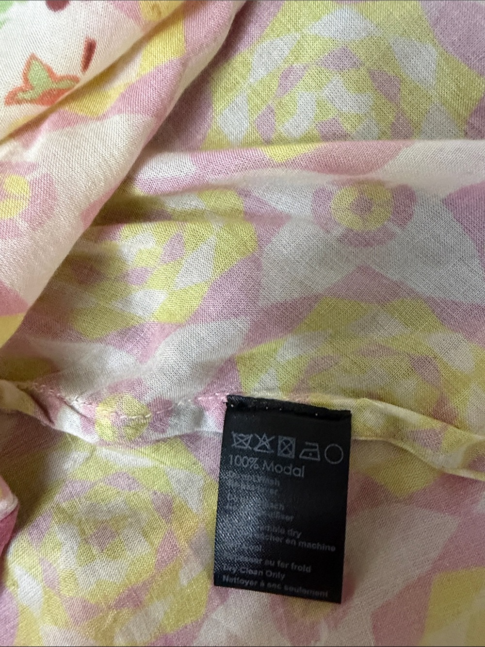 Anthropologie Silk Patchwork Kimono in Pink, Green & Cream - Picture 6 of 8